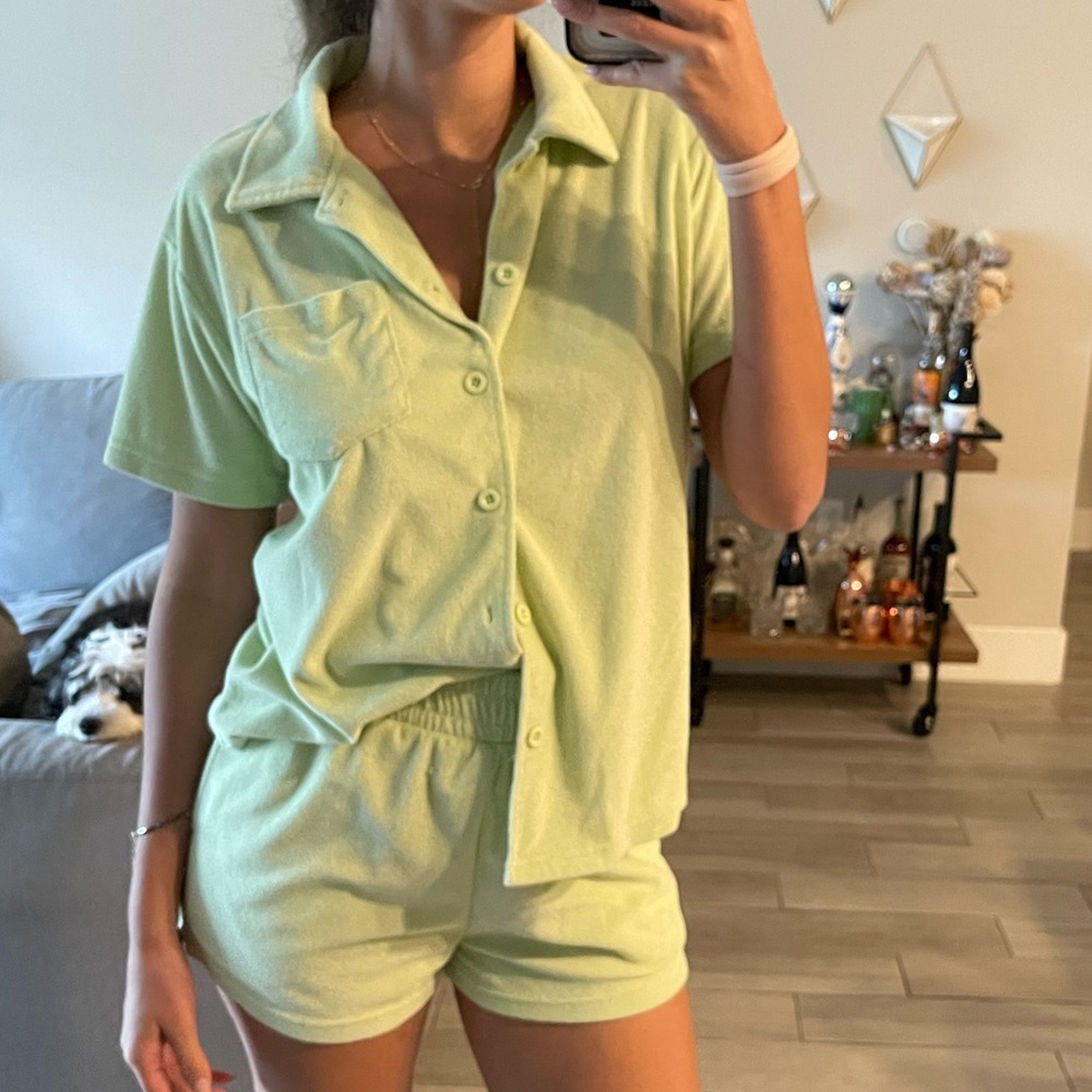 Lime green terry cloth set